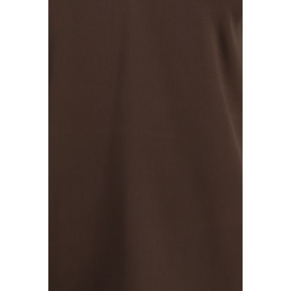 Brown Silk Sleeveles T-Shirt