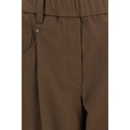 Brown Cotton Casual Pants