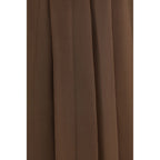 Brown Silk Midi Skirt