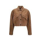 Brown Calf Leather Bos Taurus Denim Jacket