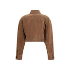 Brown Calf Leather Bos Taurus Denim Jacket