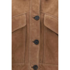 Brown Calf Leather Bos Taurus Denim Jacket