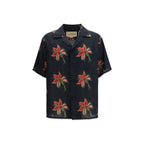 Black Linen Pattern Shirt