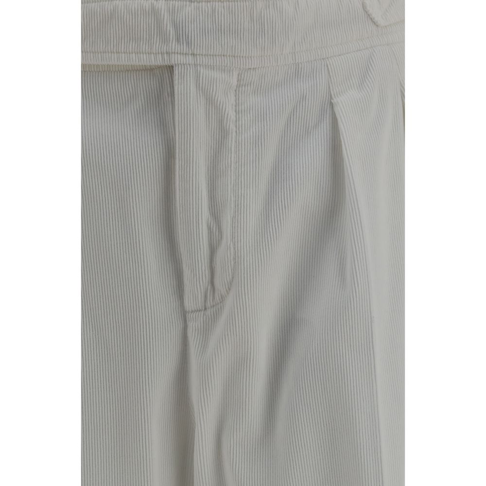 White Cotton Casual Pants