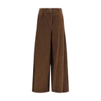 Brown Cotton Casual Pants