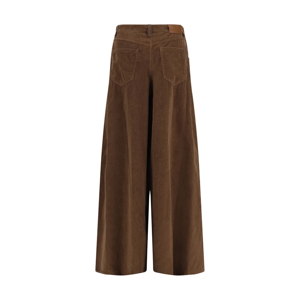 Brown Cotton Casual Pants