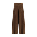 Brown Cotton Casual Pants