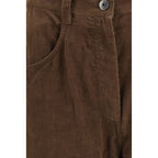 Brown Cotton Casual Pants