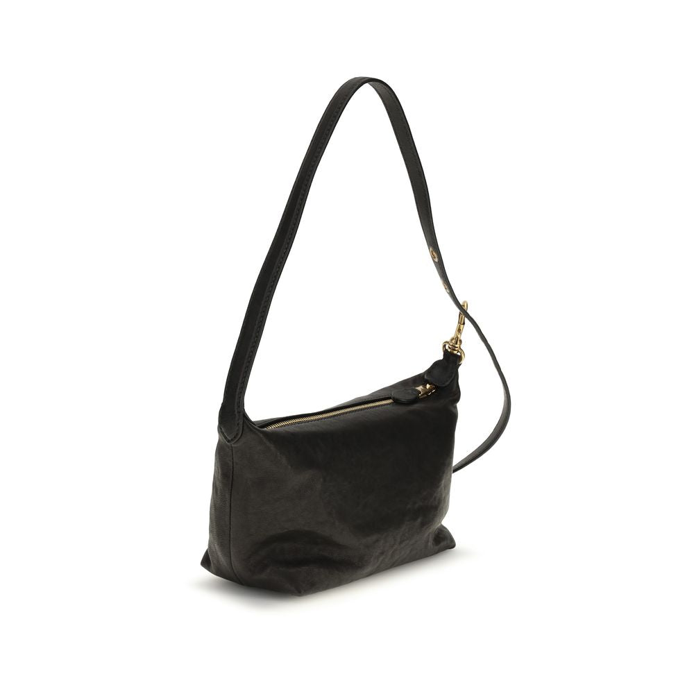 Black Suede Leather Shoulder Bag