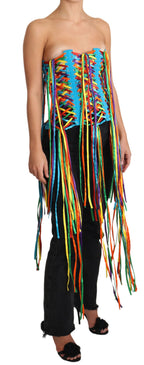 Multicolor Strings Bustier Polyester Corset  Top