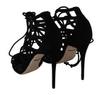 Black Suede Strap Stilettos Shoes Sandals