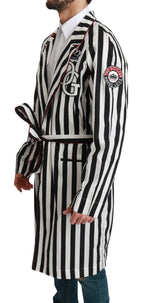 Black Coat Nightgown  White Cotton Robe