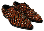 Orange Pony Hair Crystal Dress Broque Shoes