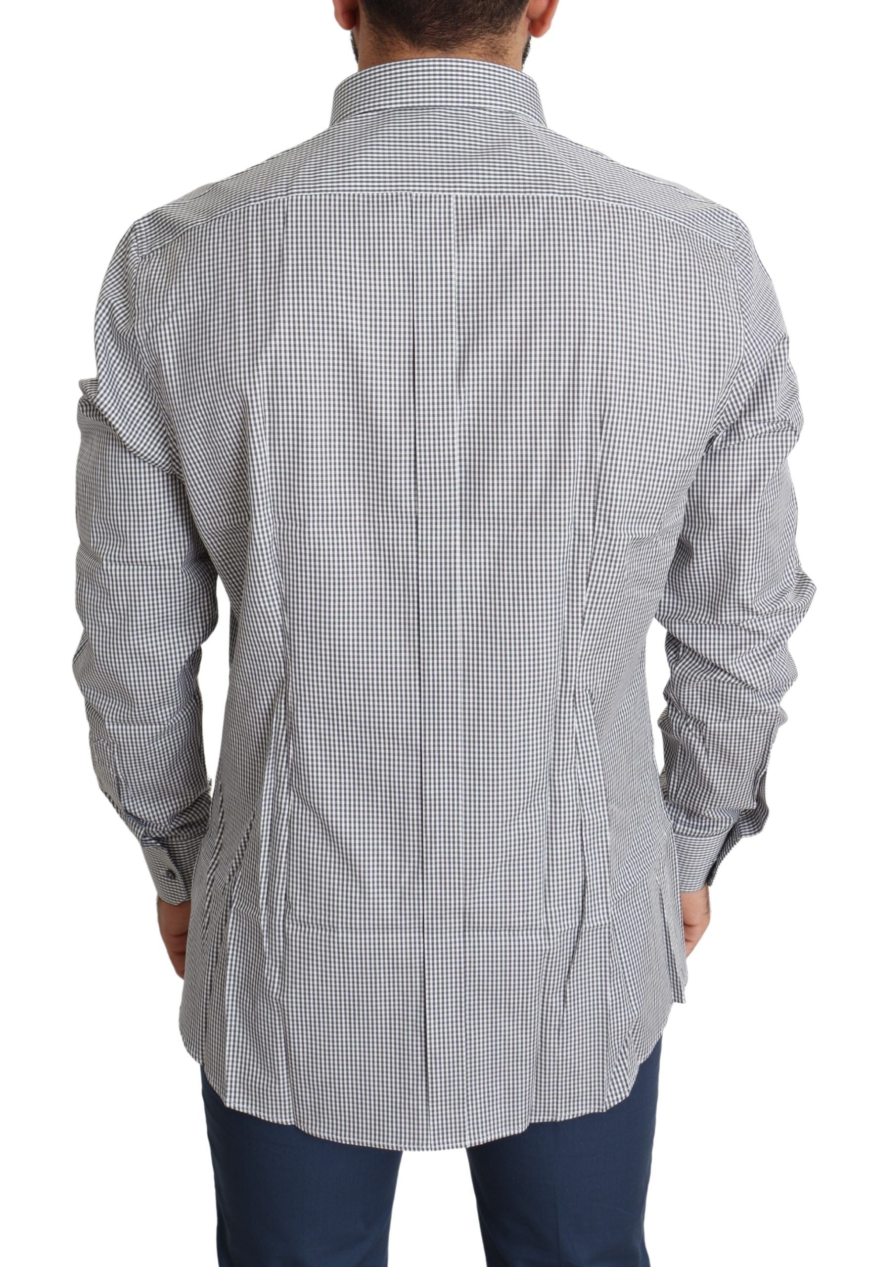 Black White Checkered GOLD Dress Cotton Shirt