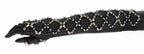 Black Leather Crystal Beaded Finger Free Gloves