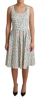 Beige Dotted Cotton A-Line Gown Dress