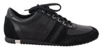 Black Logo Leather Casual Sneakers Shoes