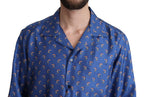 Blue Beach Chair Umbrella Print Silk Shirt