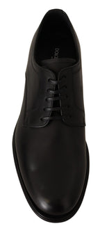 Black Leather Lace Up Mens Formal Derby Shoes