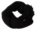 Black Virgin Wool Knitted Wrap Shawl Scarf