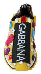 Yellow Multicolor Crystals Sneakers Shoes