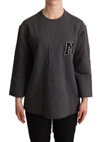 Gray Embroidered Women Pullover Sweater