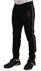 Black Skinny Fit Denim Side Band Jeans Pant