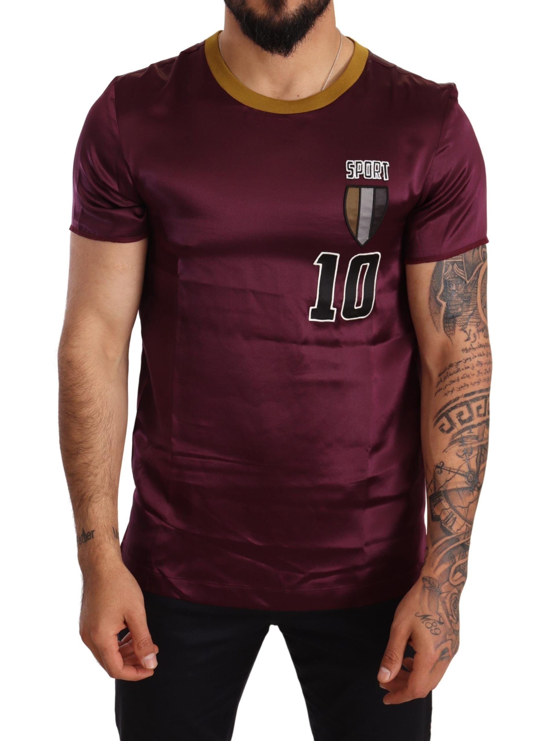 Purple Sport 10 Embroidery Crewneck T-shirt