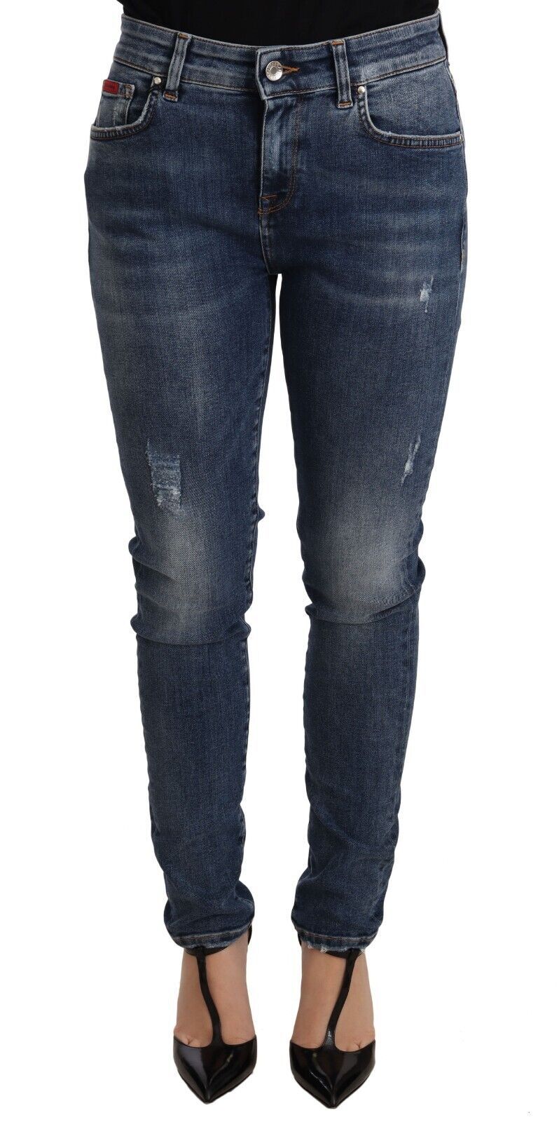 Blue Wash Skinny Denim Cotton Stretch Jeans