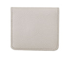 White Dauphine Leather Holder Pocket Wallet Condom Case