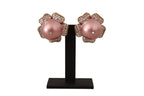 Gold Tone Maxi Faux Pearl Floral Clip-on Jewelry Earrings