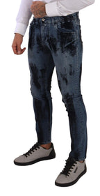 Blue Black Cotton Skinny Denim Jeans