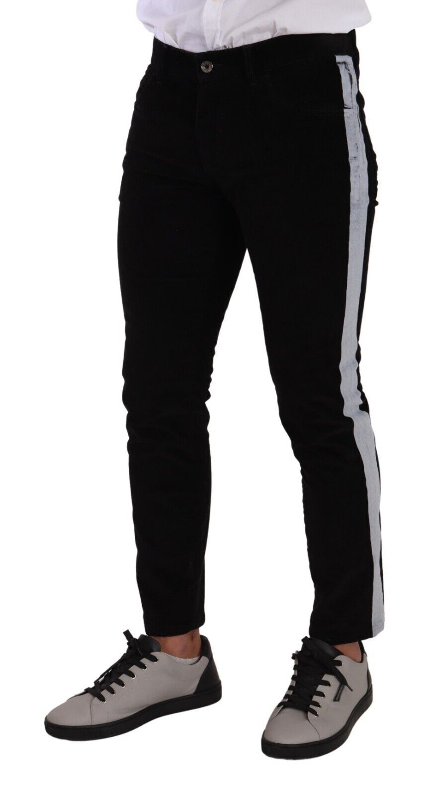 Black Cotton Stretch Skinny Corduroy Jeans