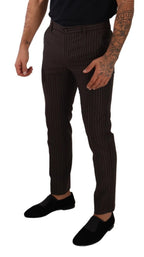 Brown Striped Wool Formal Trouser Dress Pants