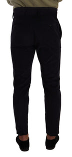 Blue Cotton Skinny Corduroy Trouser Pants