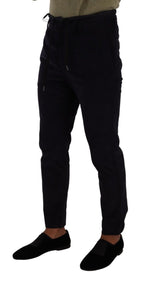Blue Cotton Skinny Corduroy Trouser Pants