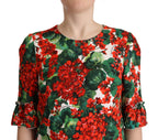 Multicolor Red Floral Shift Gown Dress