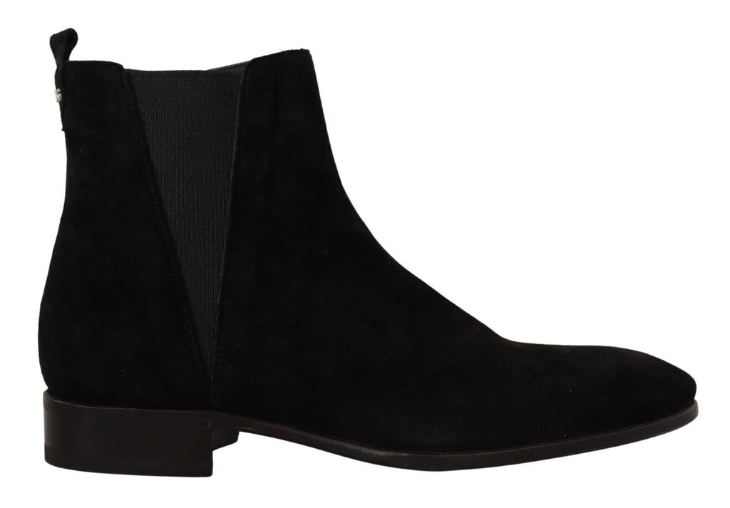 Black Suede Leather Chelsea Mens Boots Shoes