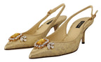 Gold Crystal Slingbacks Pumps Heels Shoes