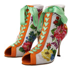 White Jersey Stretch Boots Open Toes Heels Shoes