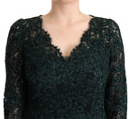Green Floral Lace Maxi Floor Length Dress