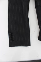 Gray Striped Slim Fit Wool Blazer