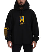 Black Cotton Hooded DG Shield Pullover Sweater