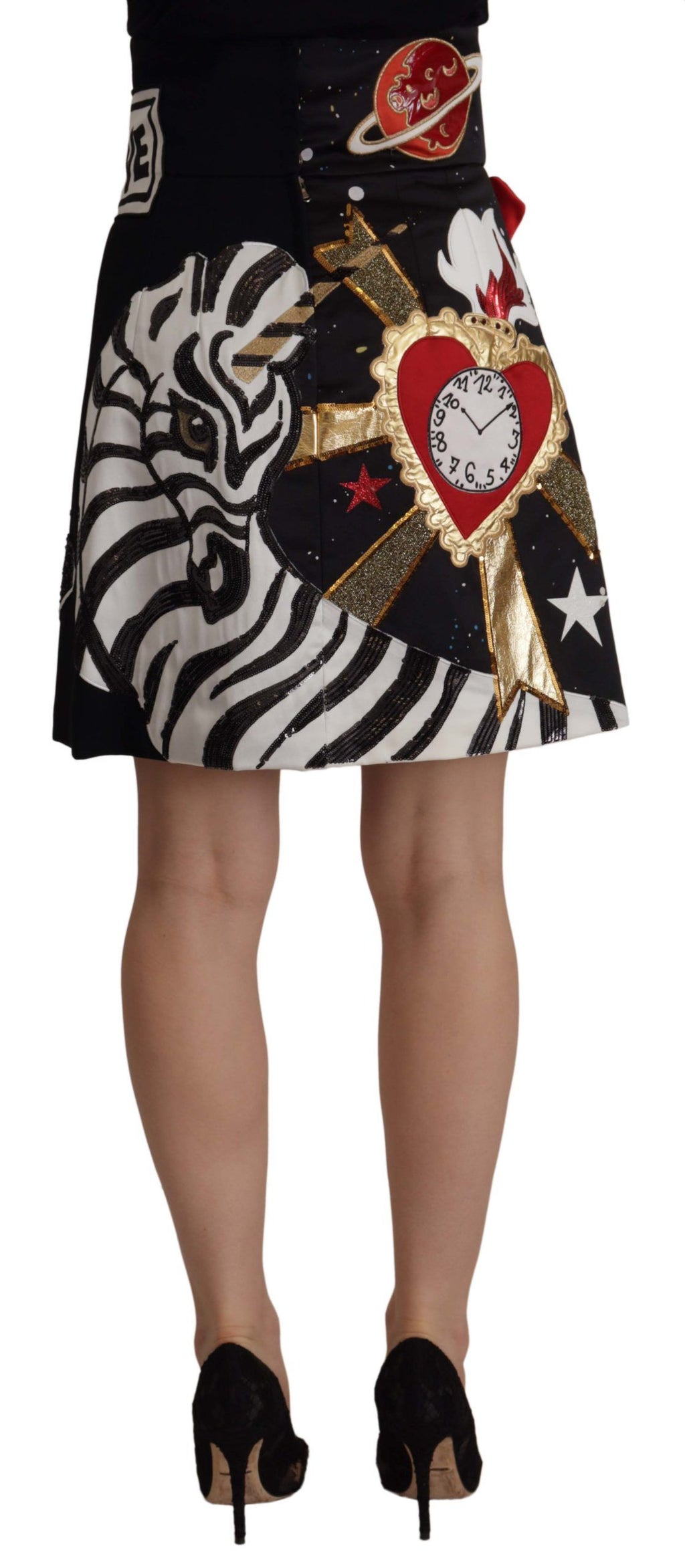 Black Love Clock Sequined Piano Skirt