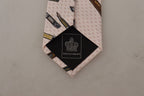 Pink Pen Dots Print 100% Silk Adjustable Neck Accessory Tie