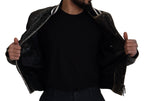 Black Houndstooth Polyester Bomber Jacket