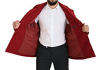 Red Wool Double Breasted Coat Jacket