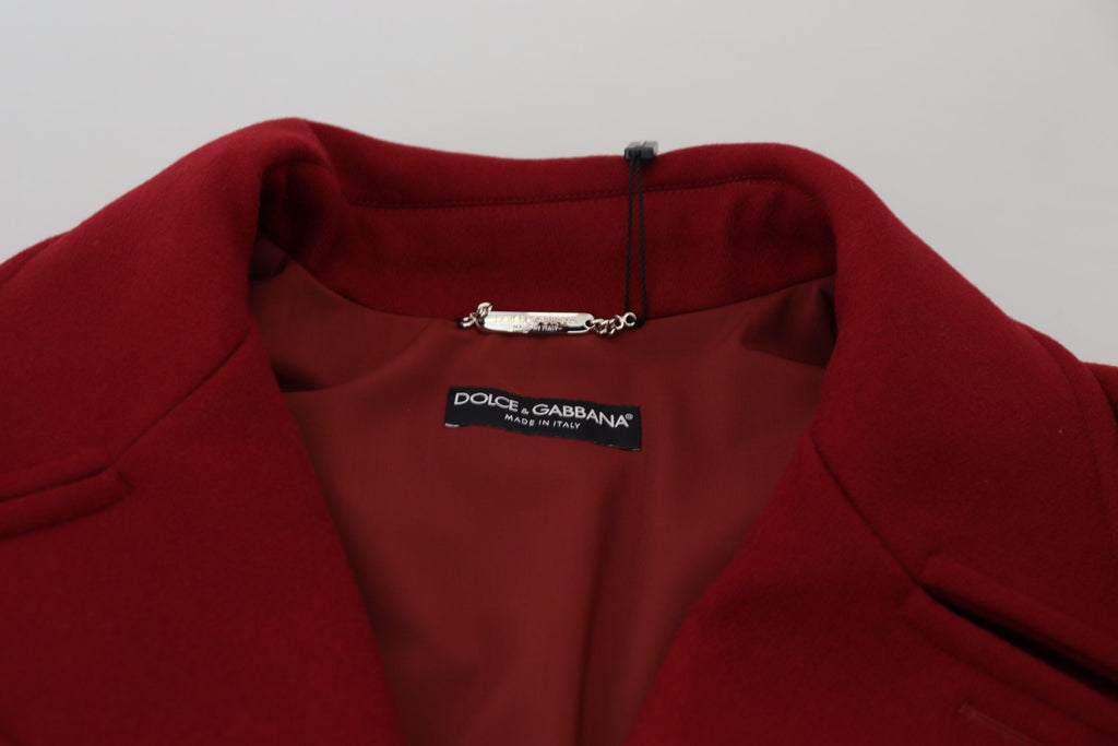 Red Wool Double Breasted Coat Jacket