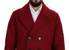 Red Wool Double Breasted Coat Jacket