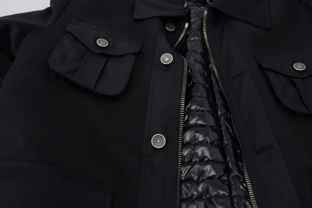 Black Wool Collared Full Zip Jacket